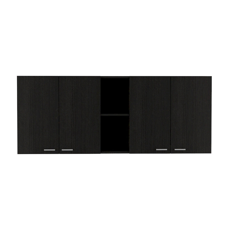 59-Zoll-Akzentschrank zur Wandmontage in Schwarz mit fünf Regalböden