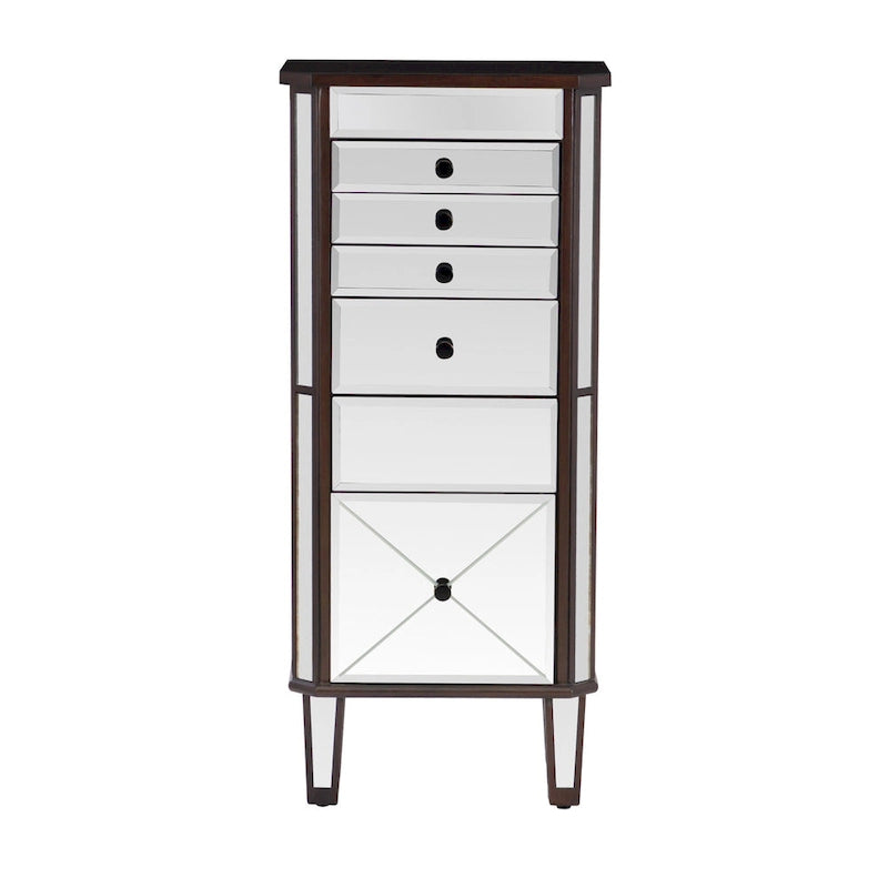 Armoire à bijoux avec miroir argenté et pieds fuselés