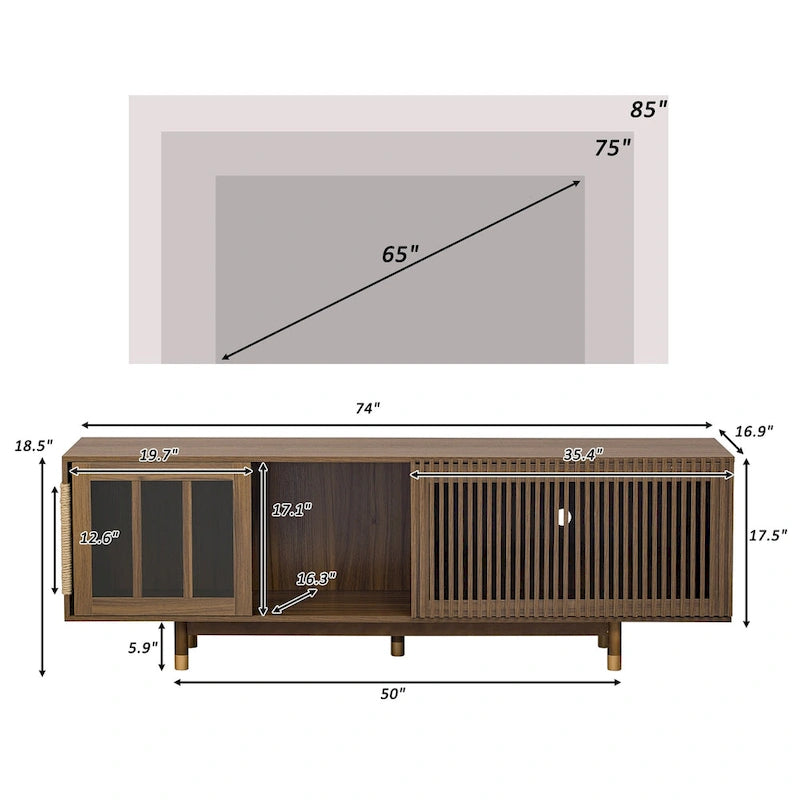 Mueble para TV con armario cerrado para el arenero del gato y puerta corredera
