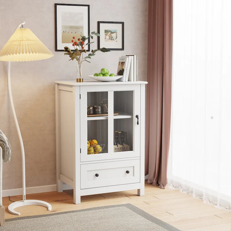Mobile contenitore buffet con ante in vetro e ripiano regolabile