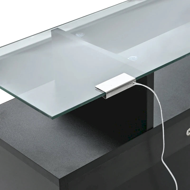 Gabinete para guardar zapatos con cubierta de vidrio templado y cajones abatibles