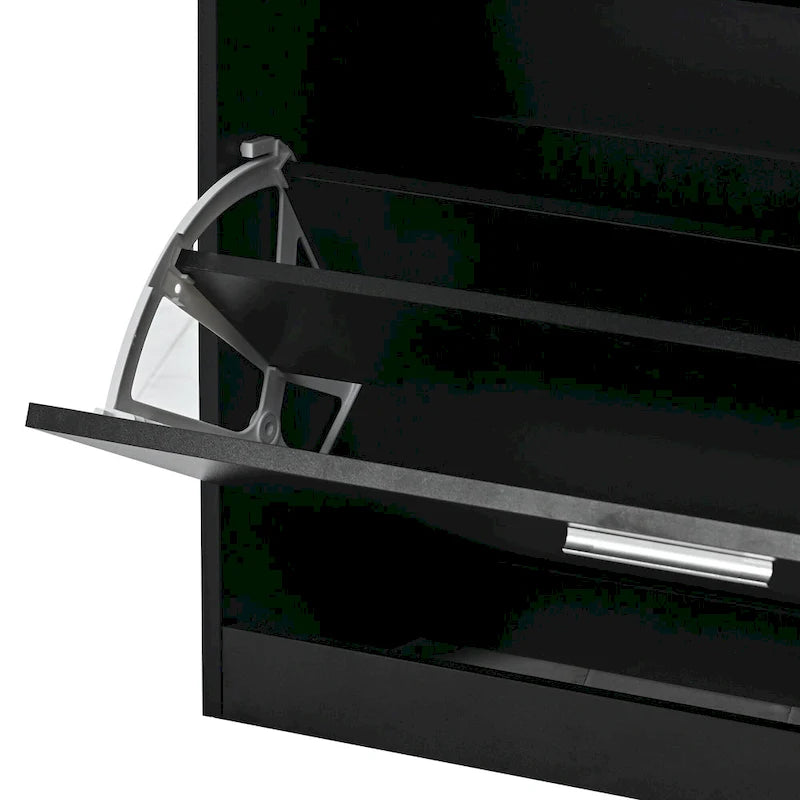 Gabinete para guardar zapatos con cubierta de vidrio templado y cajones abatibles