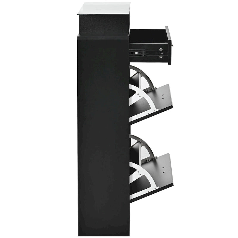Gabinete para guardar zapatos con cubierta de vidrio templado y cajones abatibles