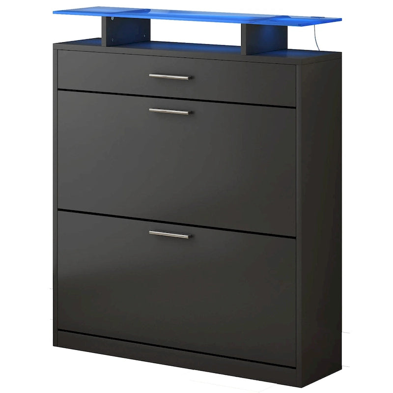 Gabinete para guardar zapatos con cubierta de vidrio templado y cajones abatibles