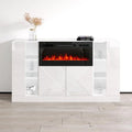 Credenza moderna con camino elettrico e frontali lucidi