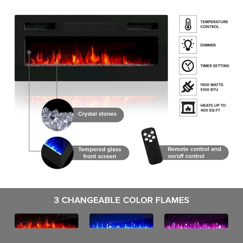 Aparador moderno con chimenea eléctrica y frentes de alto brillo