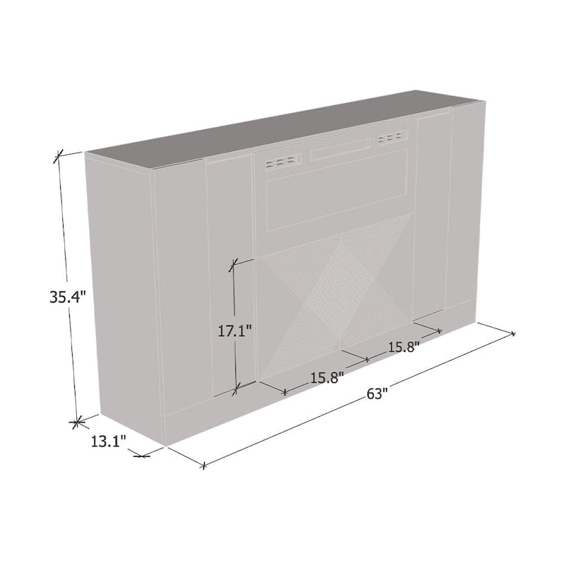 Credenza moderna con camino elettrico e frontali lucidi