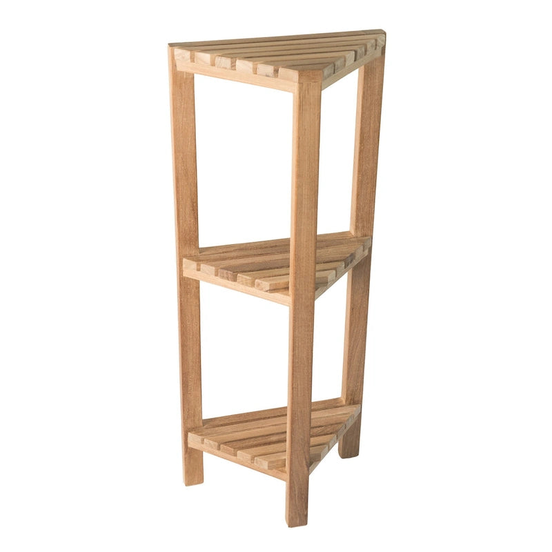 Estante esquinero de madera de teca de 3 niveles, 36 in (90 cm)