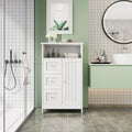 Armario blanco de almacenamiento para baño con 3 cajones y compartimento
