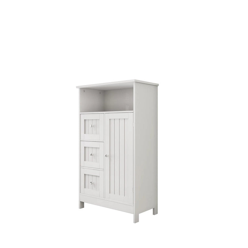 Armario blanco de almacenamiento para baño con 3 cajones y compartimento