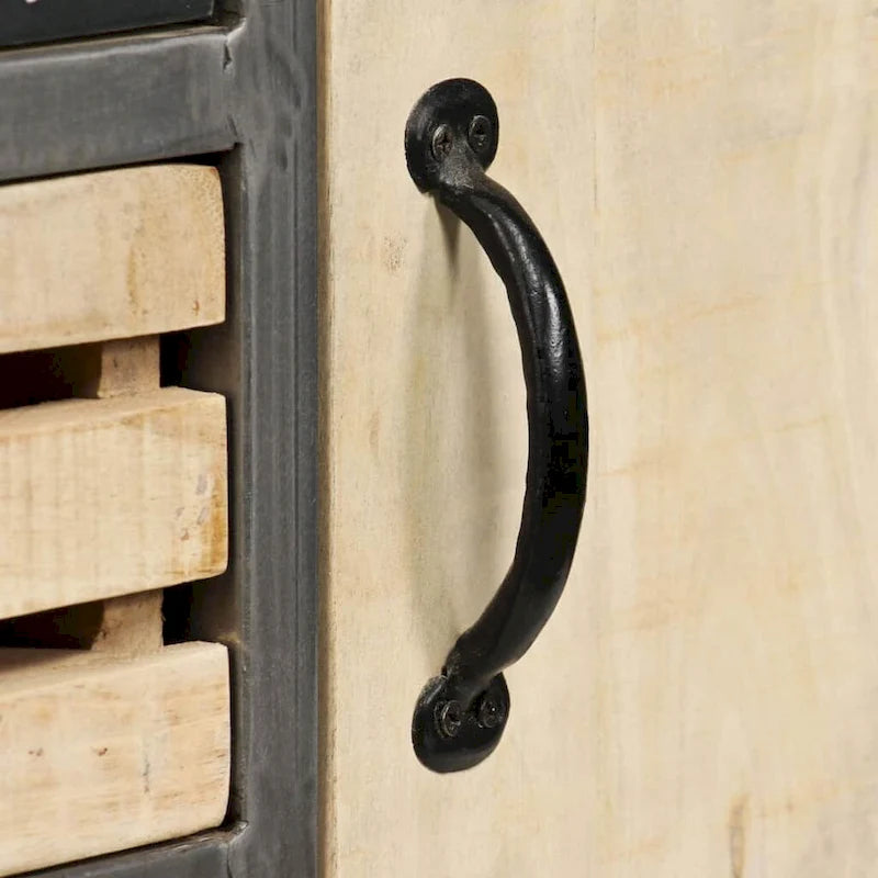 Sideboard aus massivem Mangoholz und Stahl mit 4 Schubladen und Schrankfach