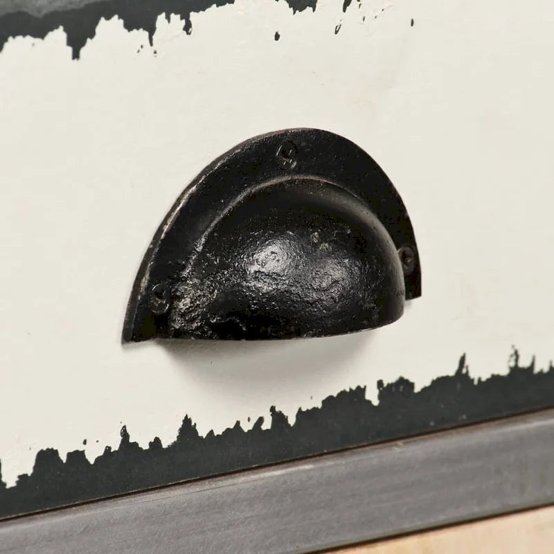 Credenza in legno massello di mango e acciaio con 4 cassetti e armadietto