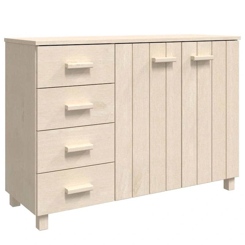 Aparador de madera maciza de pino con 2 puertas y 4 cajones