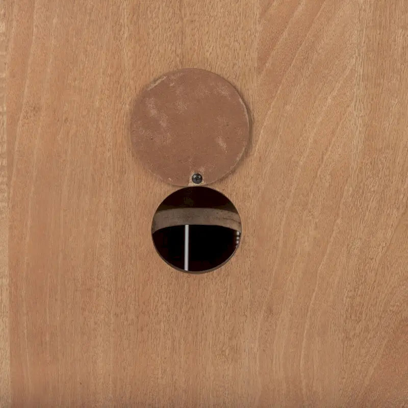 Mobiletto decorativo in legno massello di mango marrone chiaro con ante in canna