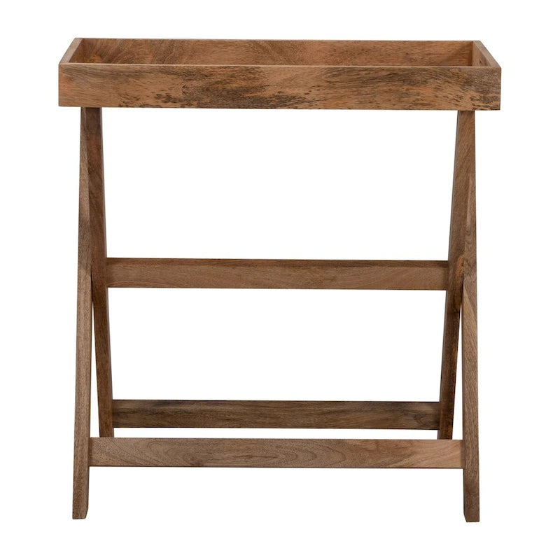 Vassoio da maggiordomo in legno di mango marrone con supporto - 30 x 15 x 32