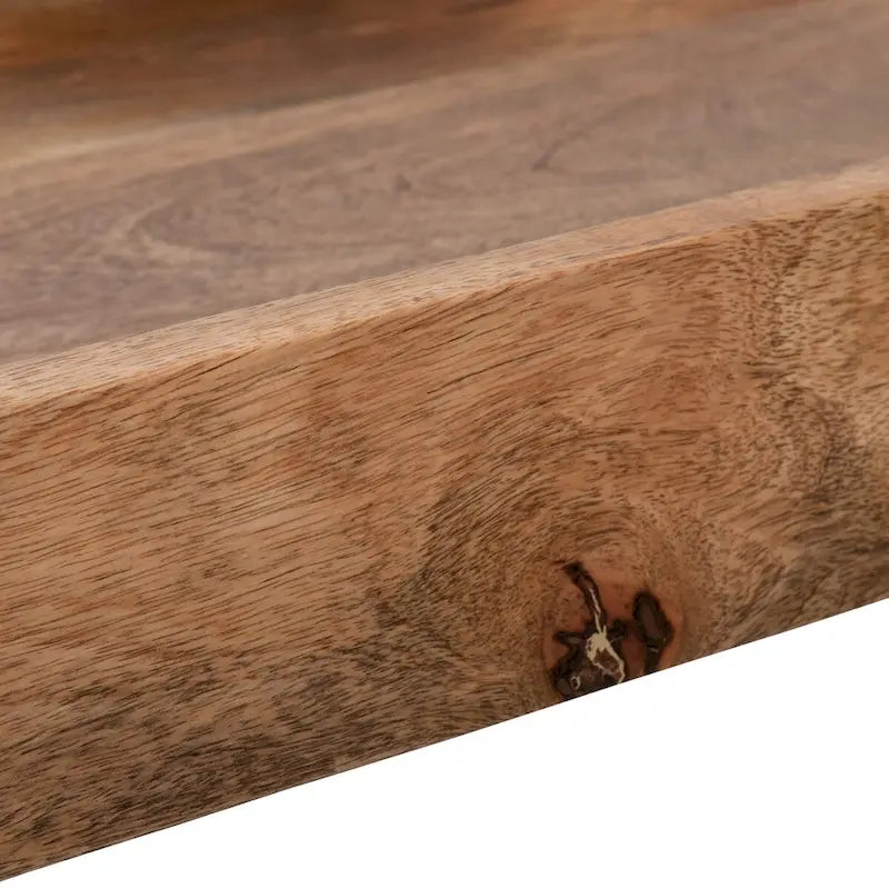 Vassoio da maggiordomo in legno di mango marrone con supporto - 30 x 15 x 32