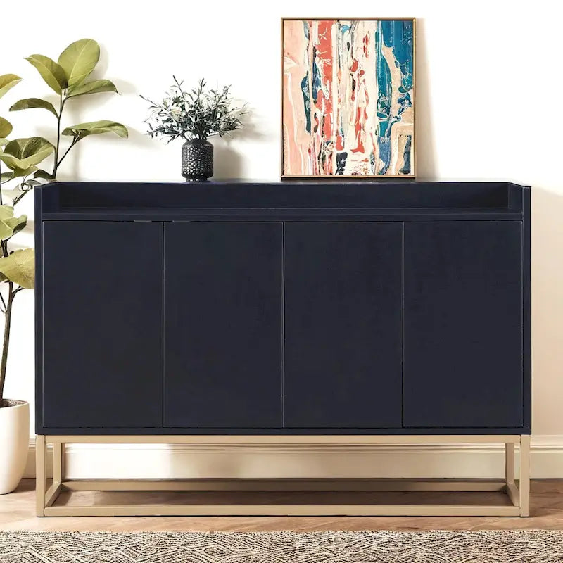 Aparador buffet de cocina moderno con 4 puertas y patas doradas