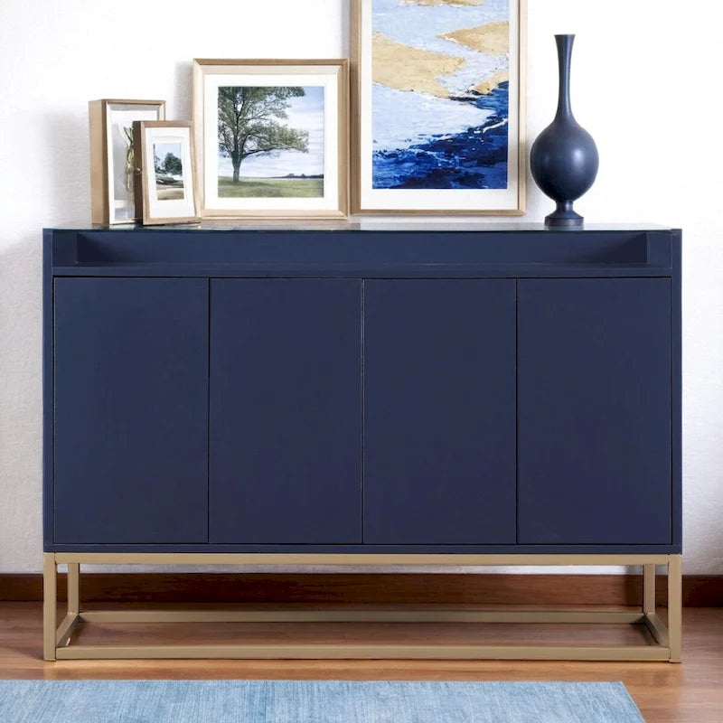 Aparador buffet de cocina moderno con 4 puertas y patas doradas