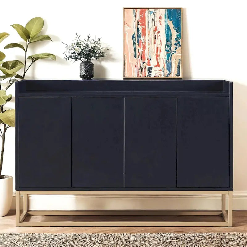 Aparador buffet de cocina moderno con 4 puertas y patas doradas