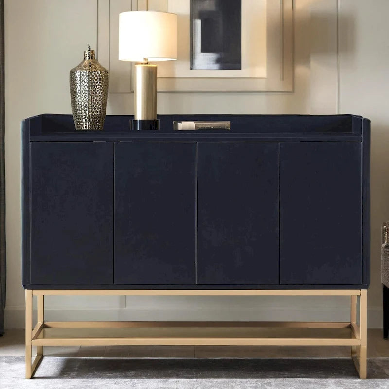 Aparador buffet de cocina moderno con 4 puertas y patas doradas