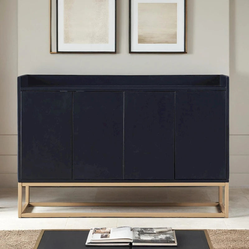 Aparador buffet de cocina moderno con 4 puertas y patas doradas