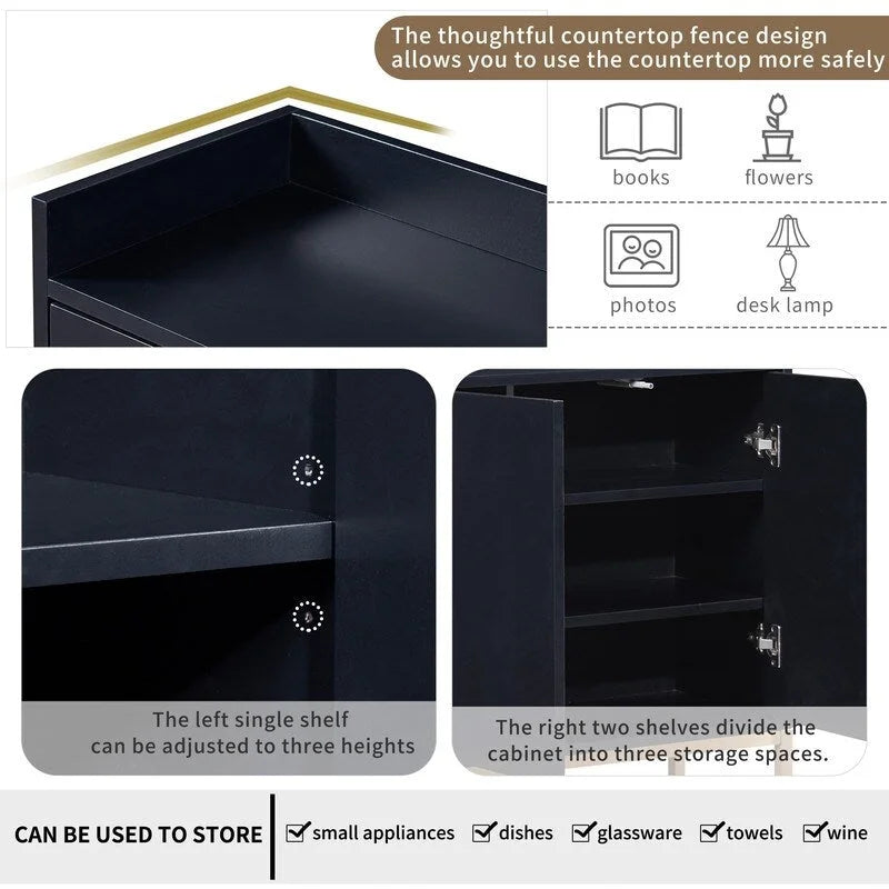 Aparador buffet de cocina moderno con 4 puertas y patas doradas