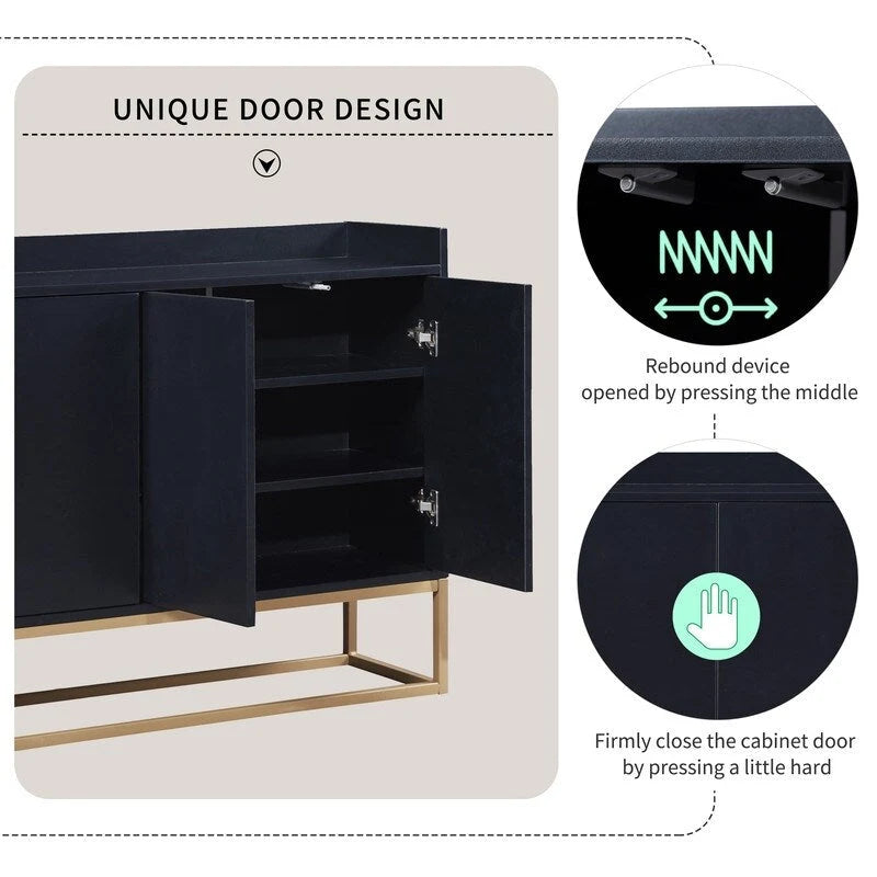 Aparador buffet de cocina moderno con 4 puertas y patas doradas