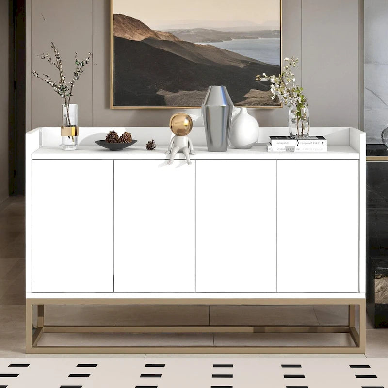 Aparador buffet de cocina moderno con 4 puertas y patas doradas