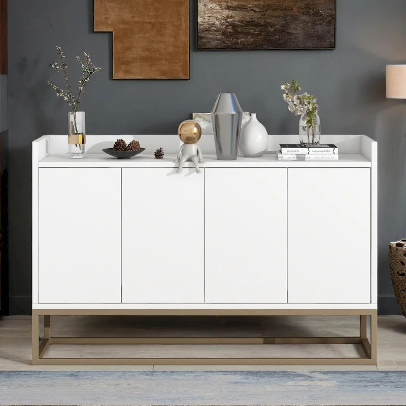 Aparador buffet de cocina moderno con 4 puertas y patas doradas