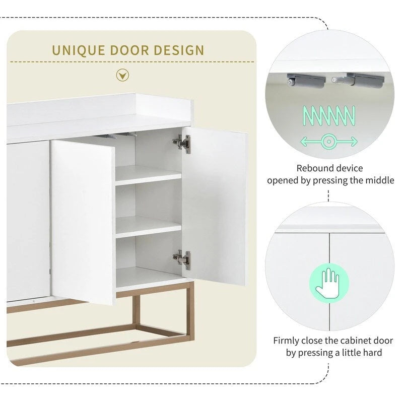 Aparador buffet de cocina moderno con 4 puertas y patas doradas