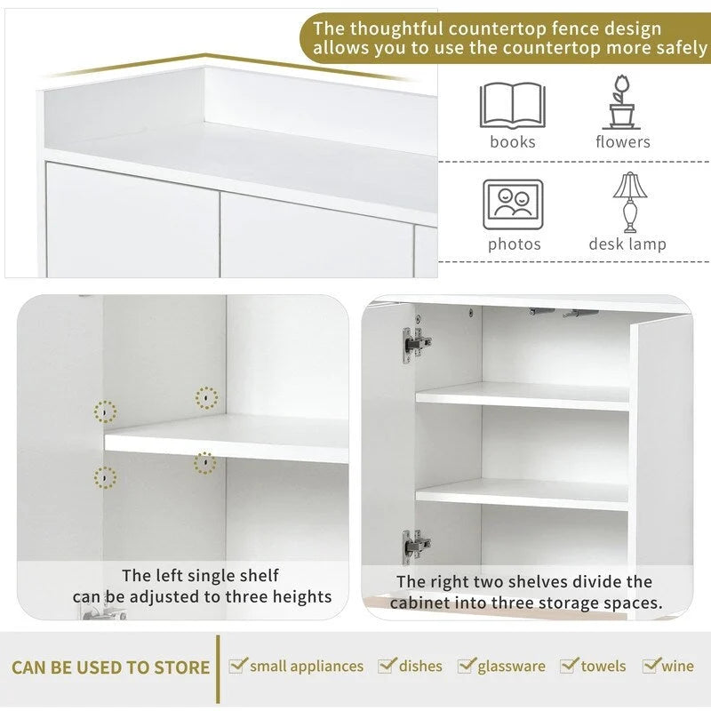 Aparador buffet de cocina moderno con 4 puertas y patas doradas