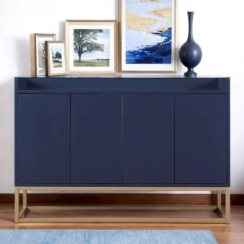 Aparador buffet de cocina moderno con 4 puertas y patas doradas