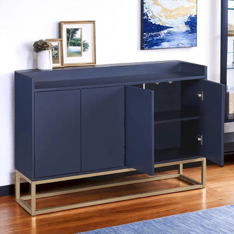 Aparador buffet de cocina moderno con 4 puertas y patas doradas