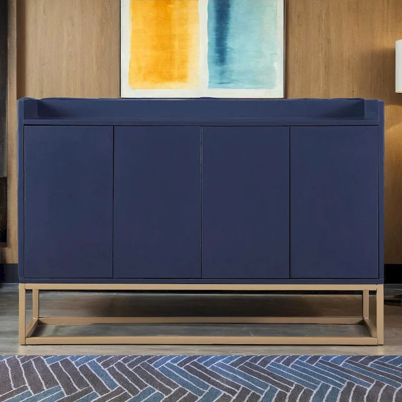 Aparador buffet de cocina moderno con 4 puertas y patas doradas