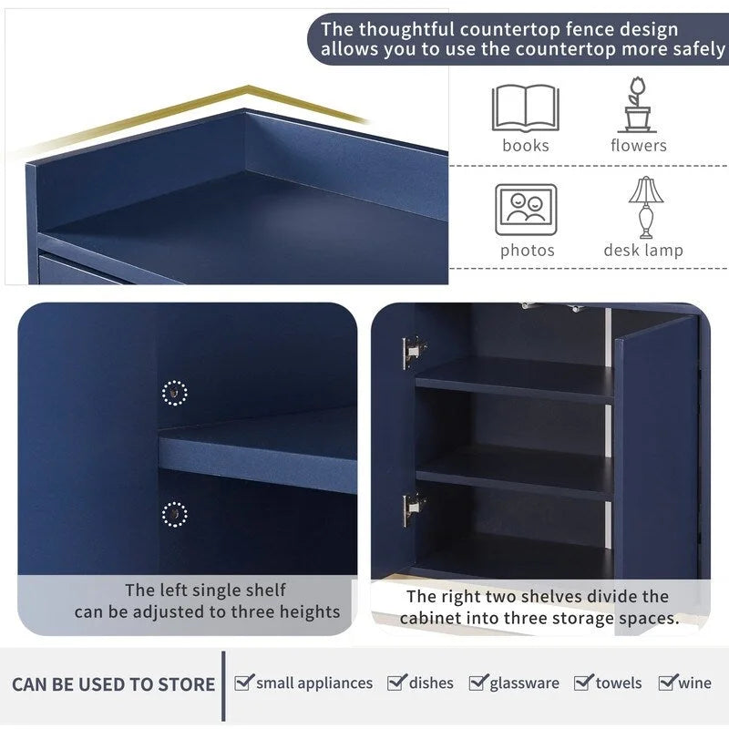 Aparador buffet de cocina moderno con 4 puertas y patas doradas