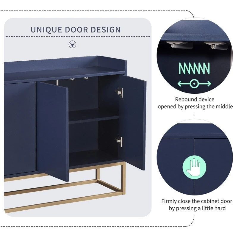 Aparador buffet de cocina moderno con 4 puertas y patas doradas