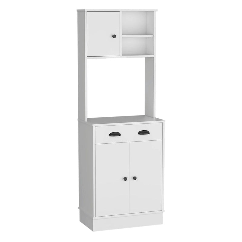 Soporte para microondas con 3 puertas y cajón, acabado blanco / macadamia
