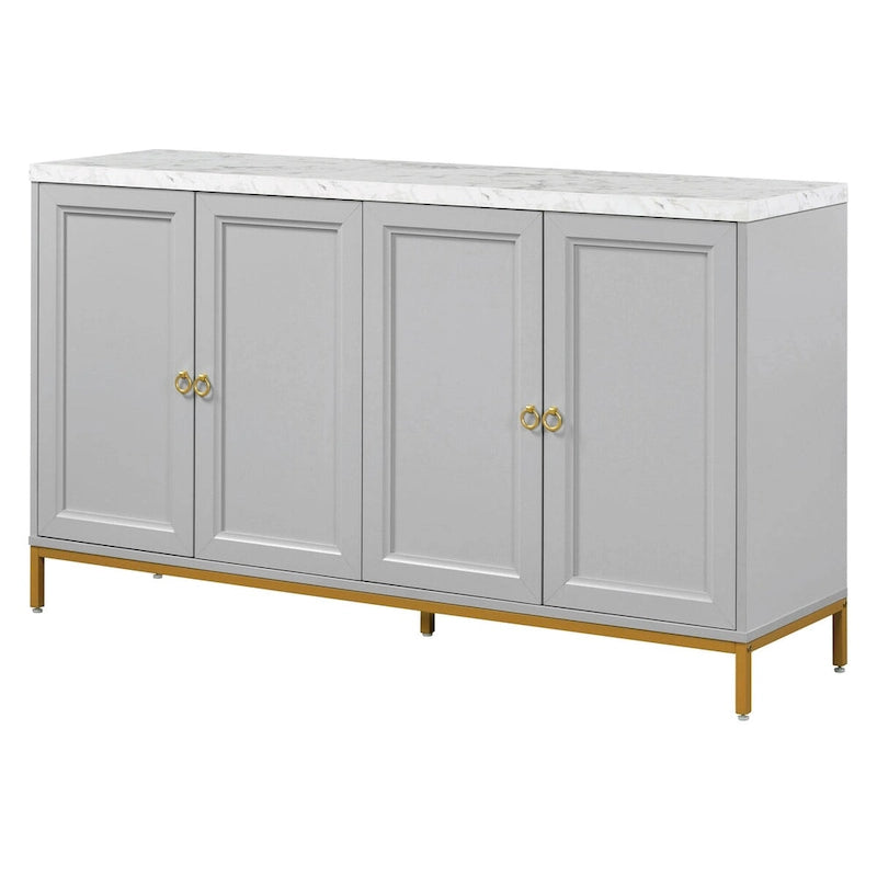 Modernes Sideboard mit vier Türen und Marmorimitat-Oberseite