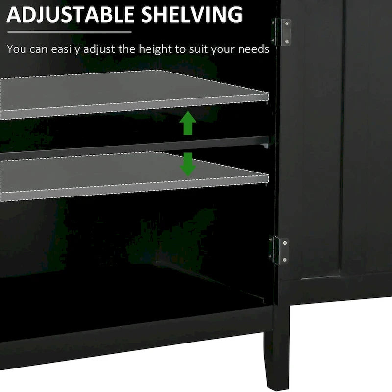 Credenza buffet a 2 ante con ripiano aperto e vani contenitore regolabili