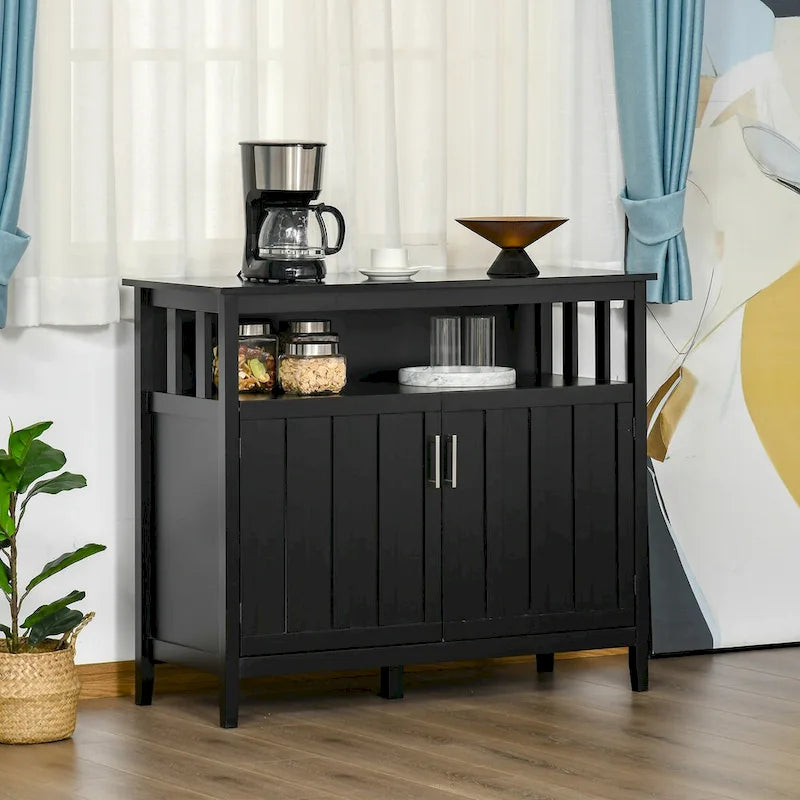 Credenza buffet a 2 ante con ripiano aperto e vani contenitore regolabili