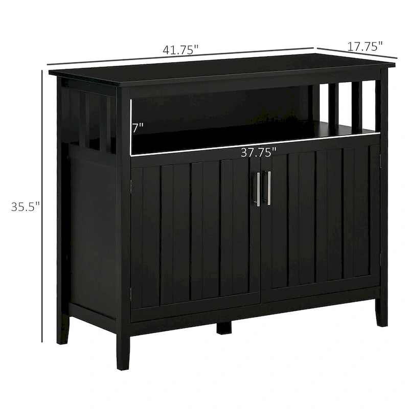 Credenza buffet a 2 ante con ripiano aperto e vani contenitore regolabili