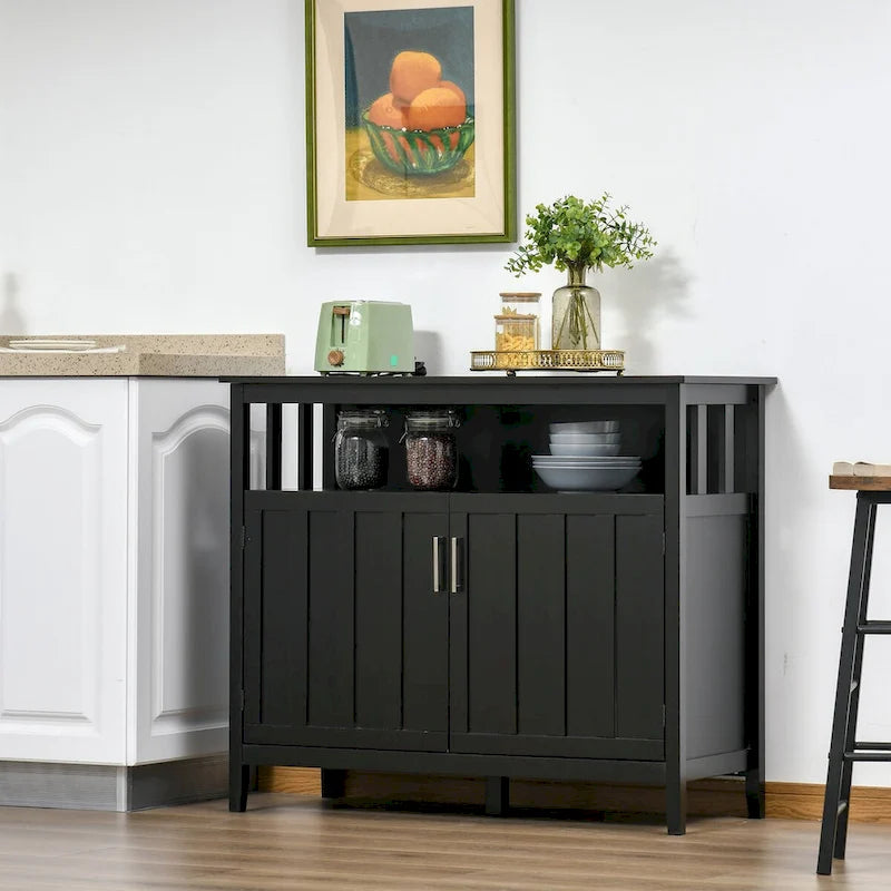Credenza buffet a 2 ante con ripiano aperto e vani contenitore regolabili