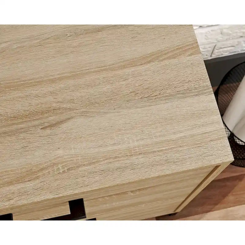 Archivador lateral de madera con 2 cajones y estructura metálica