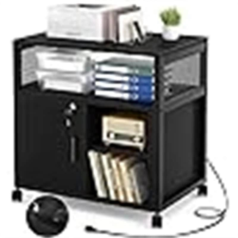 Archivador con ruedas, tomas de corriente y puertos USB