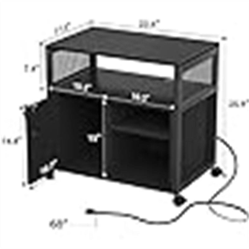 Archivador con ruedas, tomas de corriente y puertos USB
