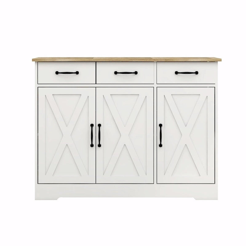 Weißes Sideboard im Landhausstil mit 3 Schubladen und 3 Türen