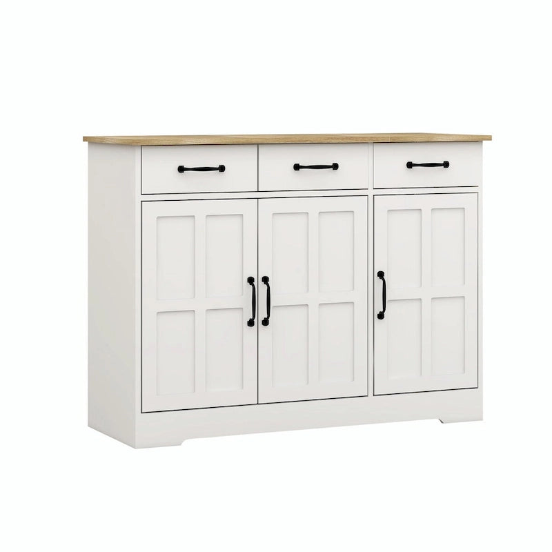 Weißes Sideboard im Landhausstil mit 3 Schubladen und 3 Türen