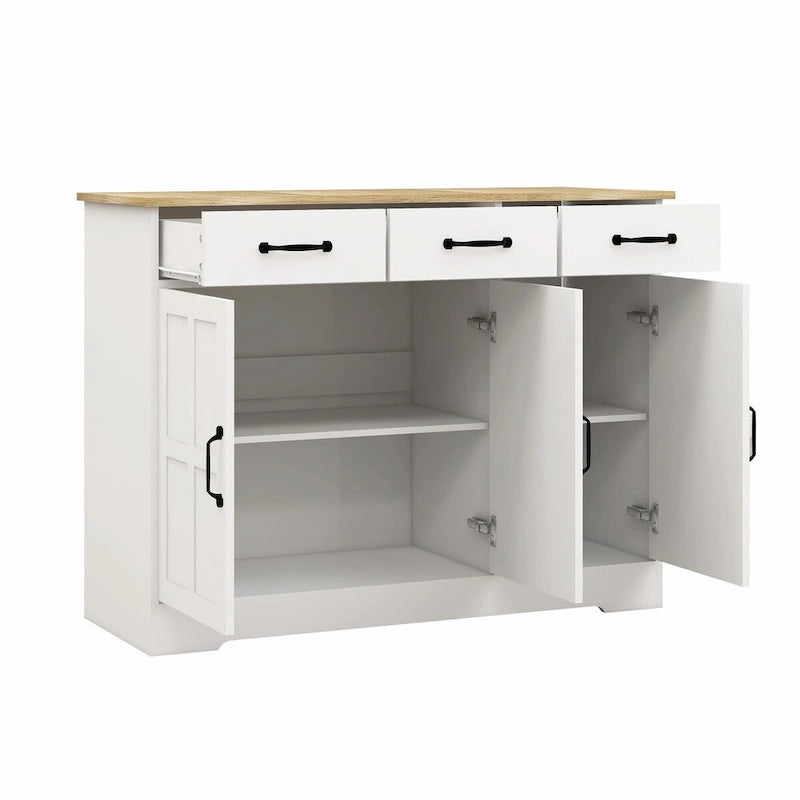 Weißes Sideboard im Landhausstil mit 3 Schubladen und 3 Türen