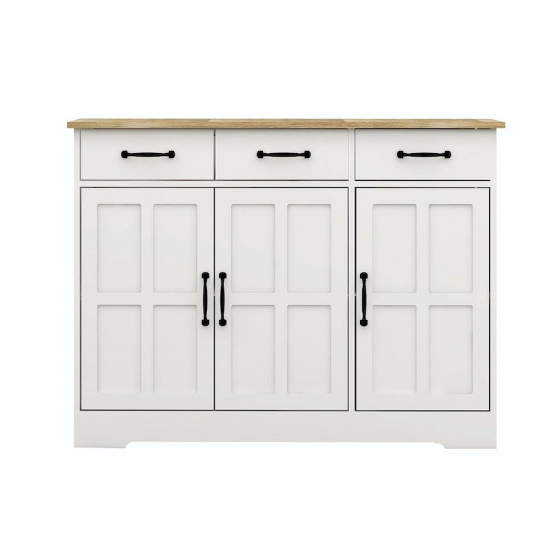 Weißes Sideboard im Landhausstil mit 3 Schubladen und 3 Türen
