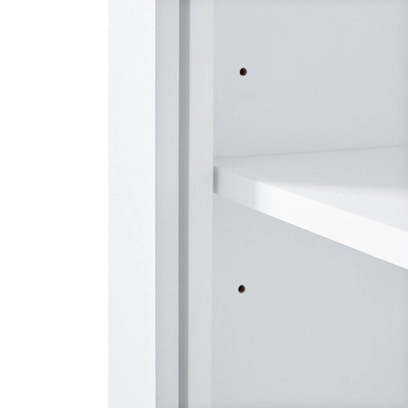 Armario alto blanco de MDF para baño con dos puertas y un cajón